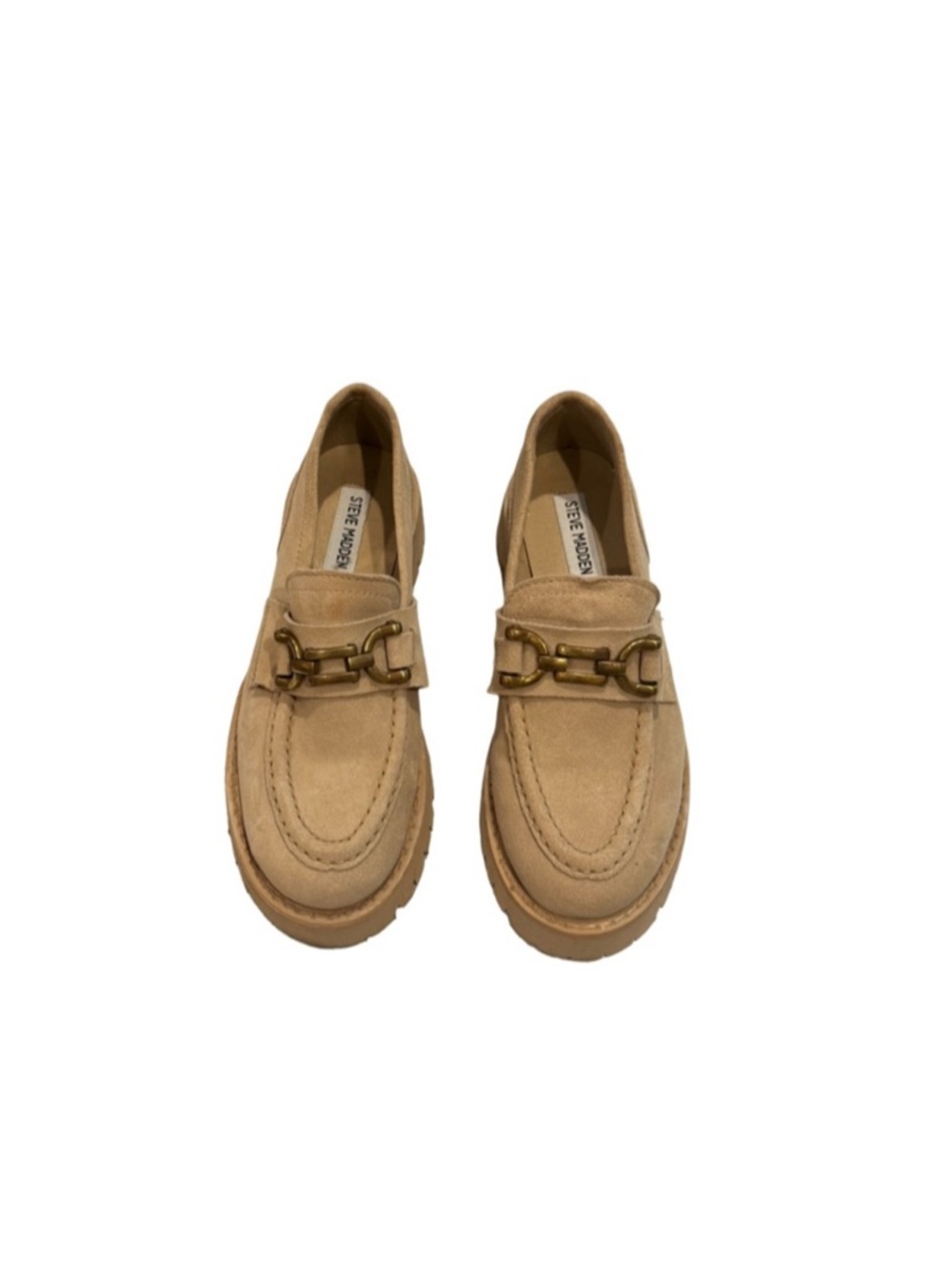 Steve Madden Lyanna Platform Loafer In Tan Suede - Size 6.5 Like NEW! - Picture 2 of 5